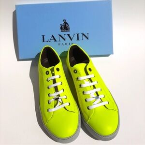 Lanvin Mens Leather Low Top Fluo Gummy Calfskin Sneaker